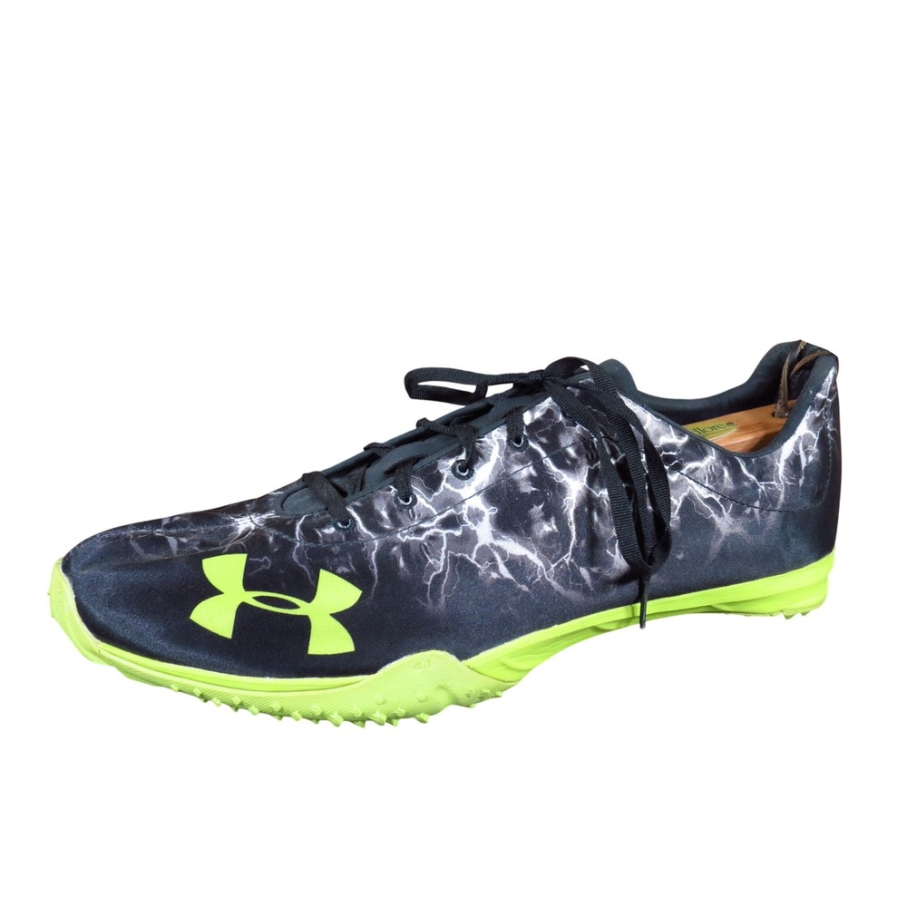Under‎ Armour Kick Sprint Mens Track Spikes Size 14 Sprinting Black Neon Green